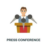 Press Conference flat icon. Color simple element from activism collection. Creative Press Conference icon for web design, templates, infographics and more vector