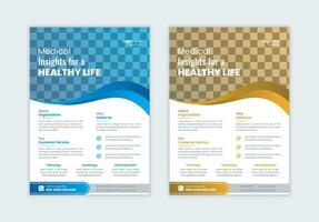 Medical flyer template design, Medical marketing flyer vector