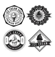 Vintage ice cream shop logo badges and Vector illustration.