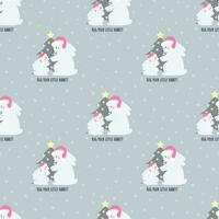 Vector seamless Happy New Year and Merry Christmas winter cute rabbits with noel tree pattern. Festive Xmas background.