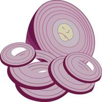 Half and sliced red onions isolated on white background Vector cartoon illustration