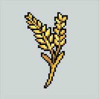 Pixel art illustration Wheat. Pixelated Wheat Rice. Wheat Rice Farm pixelated for the pixel art game and icon for website and video game. old school retro. vector