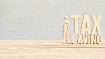 The man and text for tax saving concept 3d rendering. photo