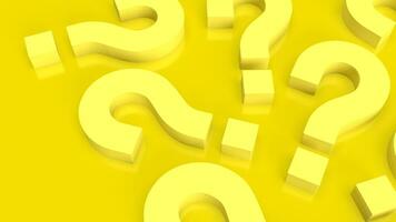 The yellow question mark for abstract background  3d rendering. photo