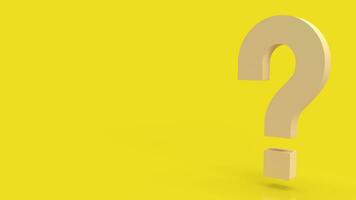 The yellow question mark for abstract background  3d rendering. photo