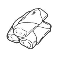 Spring rolls chinese dish, hand drawn vector illustration, isolated sketched design.