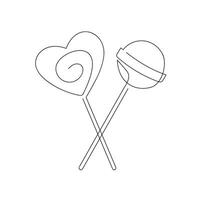 Lollipops drawn in one continuous line. One line drawing, minimalism. Vector illustration.