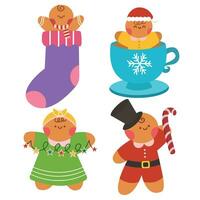 Cute hand drawn christmas illustration with gingerbread vector