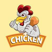 chicken in comic illustration for logo, broaster chicken sale vector