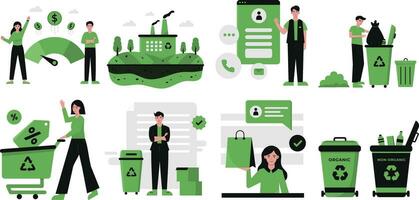 verde y negro residuos vendedor ilustración vector