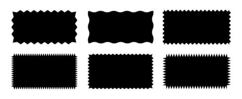 Zigzag edge rectangle shapes set isolated on white background. Vector illustration