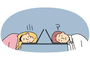 Tired people fall asleep at workplace vector