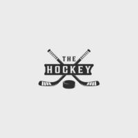 ce hockey stick and puck logo line art vintage vector illustration template icon graphic design