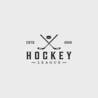 ice hockey stick and puck logo vintage vector illustration template icon graphic design