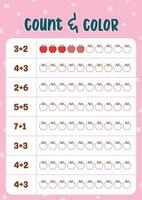 flat design vector math number counting worksheet education printable for kids activity