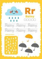 flat design vector weather flashcard worksheet printable for kids activity