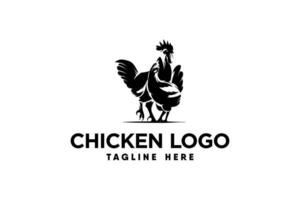 vector rooster and hen logo with modern and clean silhouette style