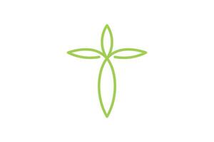 The leaf icon logo is in the shape of a cross in a simple style vector