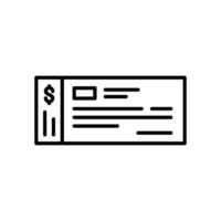 Bank cheque icon for financial transaction vector