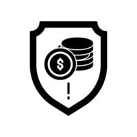 Finance protection icon with shield and dollar coins vector