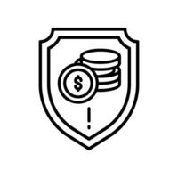 Finance protection icon with shield and dollar coins vector