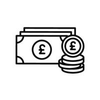 Pound sterling currency icon for united kingdom money vector