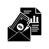 Salary icon wit money in the envelope and report paper vector