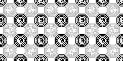 black white bagua seamless pattern vector