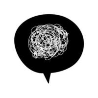 Hand drawn scribble sketch circle object on speech bubble. Tangled grungy round scribble. isolated on white background. doodle vector illustration