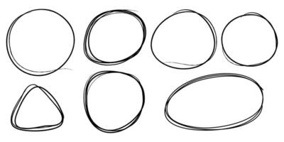 Hand drawn scribble line circles. Doodle circular for message note mark design element. vector illustration