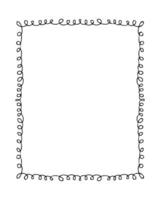 Simple doodle rectangular vertical empty frame. Isolated vector illustration for decor and design.
