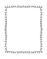 Simple doodle rectangular vertical empty frame. Isolated vector illustration for decor and design.