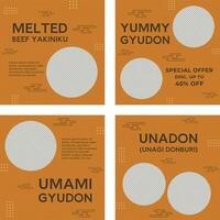 Japanese rice bowl templates set vector