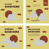 set of sashimi menu templates for social media promotion vector