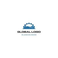 world and gear logo vector combination. Earth and industry symbol or icon