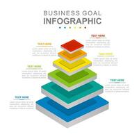 Infographic business template. 6 steps 3D Modern Level Mindmap diagram with futuristic style. Concept presentation. vector