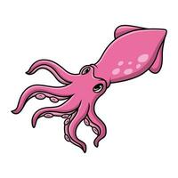 Cute squid cartoon on white background vector