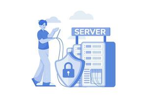 Server Data Security Illustration concept on white background vector