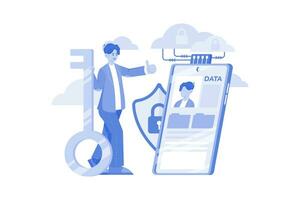 Cloud data security Illustration concept on white background vector