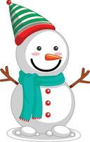 monigote de nieve en Navidad tema, sonriendo monigote de nieve vector