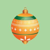 Yellow Christmas tree decoration ball in cartoon style,Merry Christmas greeting cards vector