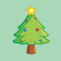 Cute Christmas with decoration,green xmas tree vector