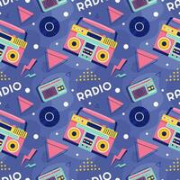 radio sin costura modelo ilustración diseño con jugador para grabar y escuchando a música en plano dibujos animados modelo vector