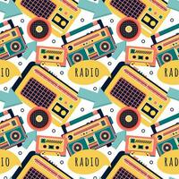 Radio Seamless Pattern Illustration Design with Player for Record and Listening to Music in Flat Cartoon Template vector
