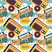 Radio Seamless Pattern Illustration Design with Player for Record and Listening to Music in Flat Cartoon Template vector