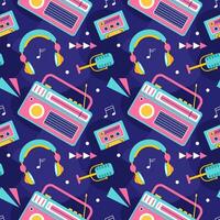 Radio Seamless Pattern Illustration Design with Player for Record and Listening to Music in Flat Cartoon Template vector