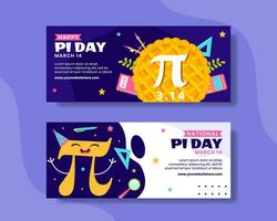 Pi Day Horizontal Banner Flat Cartoon Hand Drawn Templates Background Illustration vector