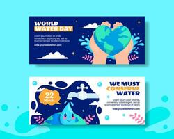 Water Day Horizontal Banner Flat Cartoon Hand Drawn Templates Background Illustration vector