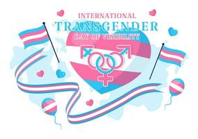 internacional Transgénero día de visibilidad vector ilustración en marzo 31 con transexuales orgullo banderas y símbolo en celebracion plano antecedentes