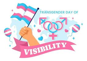 internacional Transgénero día de visibilidad vector ilustración en marzo 31 con transexuales orgullo banderas y símbolo en celebracion plano antecedentes